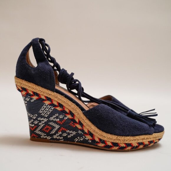 CAbi "Isla" Espadrille Lace Up Open Toe Wedges - Picture 3 of 9